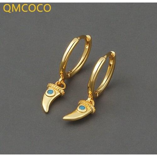 Unique Design Korean Version 925 Silver Wolf Fang Green Zircon Earrings For Women Simple Personality Creative Fashion Earrings