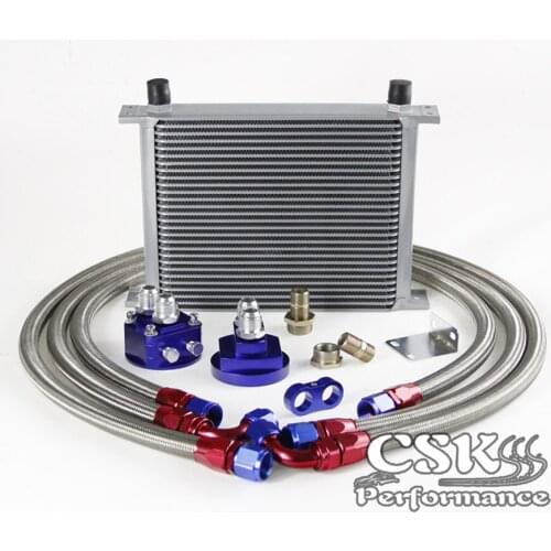 Universal 28 Row AN10 Engine Oil Cooler + 2Pcs 90 Degree Hose Fittings AN10