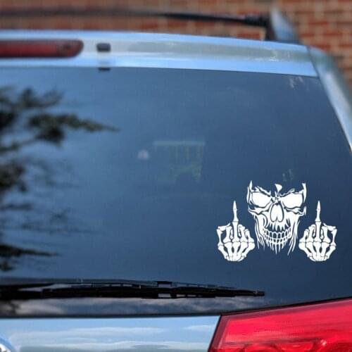 Skull With Middle Finger Vinyl Decal Skull Decal Skull Sticker Skull Car Window Decal Skull Skull Back Window Middle Finger H003