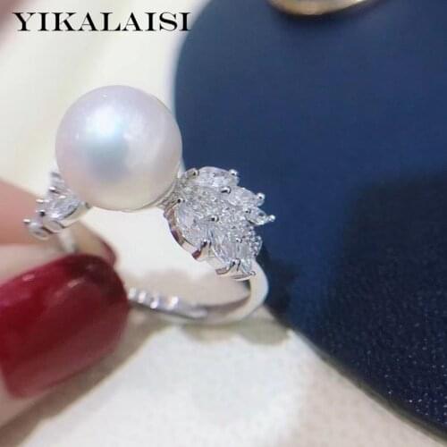 YIKALAISI 925 Sterling Silver Rings Jewelry For Women 8-9mm Round Natural Freshwater Pearl Rings 2021 Fine New Wholesales