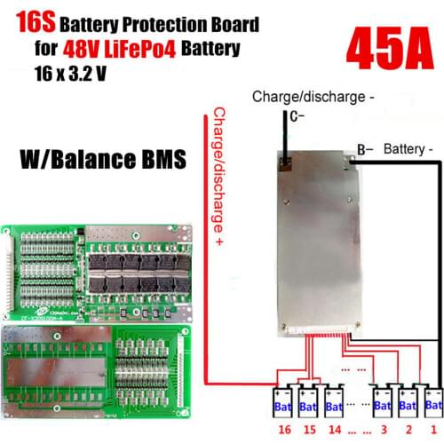 16 String 45A 48V Lithium Battery Protection Board with Balance