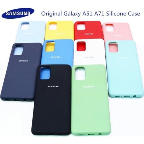 A51 A71 Case Original Samsung Galaxy A51 A71 Silky Silicone Cover High Quality Soft-Touch Back Protective Galaxy A51 A71