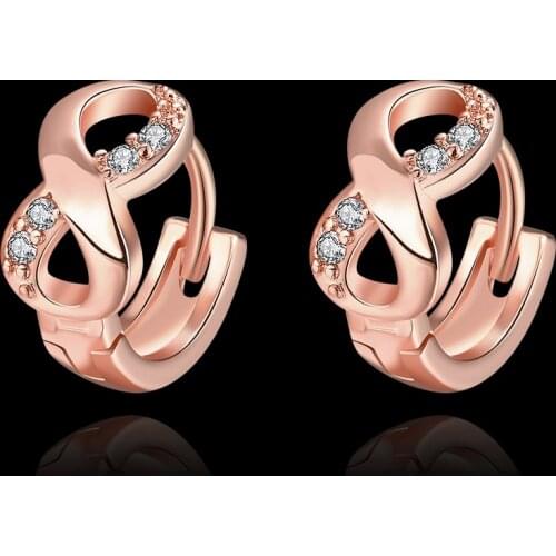Kinitial Small Hoop Earrings Rose Gold Clear Cubic Zirconia Infinity Hoop Earrings for Womens Earrings Sexy Ear Surgical Jewelry