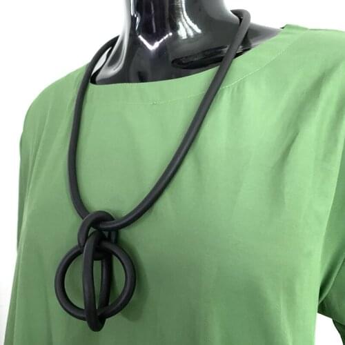 YD&YDBZ Circle Cross Leather Rope Necklace For Women Unique Thick Rubber Statement Necklaces Fashion Night Party Costume Jewelry