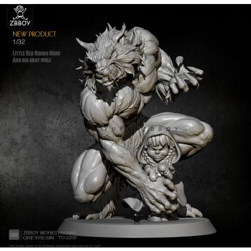 1/24 Reisn Figure Kits Little Red Riding Hood and the Giant Wolf Guardian Model Kits TD-2259