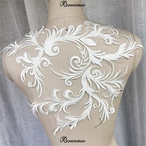 1Pc Ivory Elegant Lace Applique Neckline Big Collar Appliques Embroidery Lace Trim Fabric Cloth Sewing Patchwork DIY Craft SX339