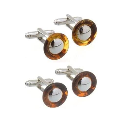 10pairs/lot Creative Transparent Loop Cufflinks Yellow Circle Shape Cuff Links Shirt Cuff Button Mens Jewelry