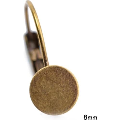 10Pcs 8mm Round Pad Blank Setting French Lever Blank Earrings For DIY Findding