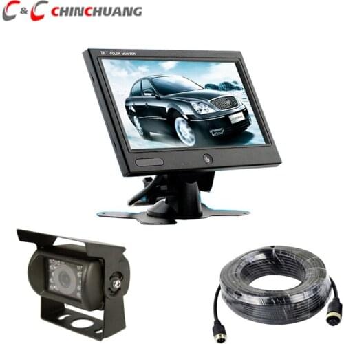 4 Pin Aviation connector Car Backup Rear view Camera 18 IR LED + 7 inch Super Slim TFT LCD Monitor for Truck Bus RV Caravan Van