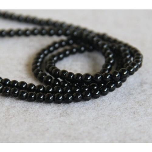 4mm Fashion New Hot sale black Onyx chalcedony round stones Diy Beads 15" 2pc/lot Jewelry making design wholesale