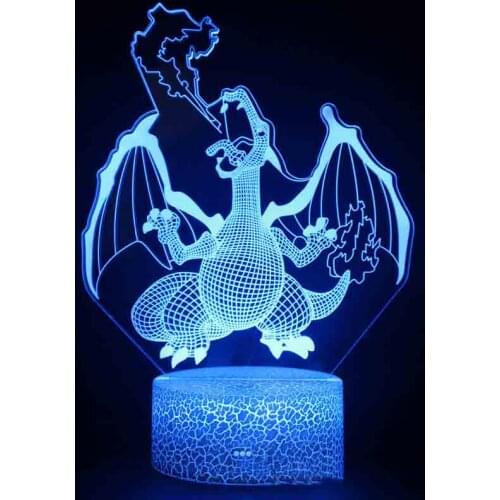 41Style Pokemon Pikachu Charizard Anime Figures 3D Led Night Light Changing Model Action Logo Lampara Collection Brinquedos Figm