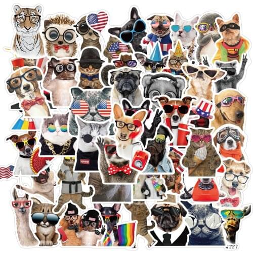 50PCS Cute Animal with Glasses Small Waterproof Stickers for Bike Laptop