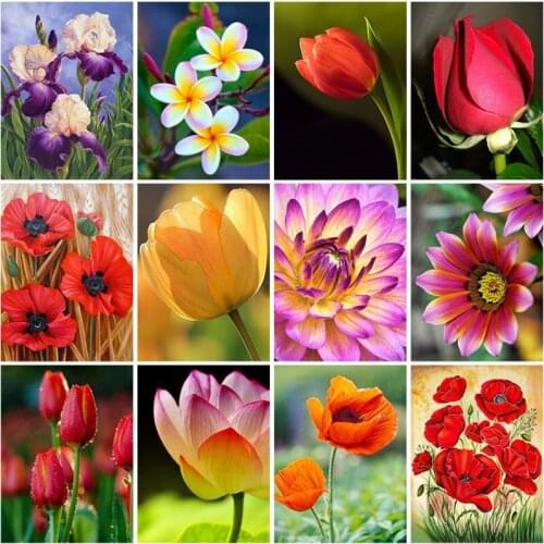 DIY Flower 5d Diamond Painting Full Square/Round Drill Cross Stitch Diamond Embroidery Rhinestones Wall Art Home Decor Gift