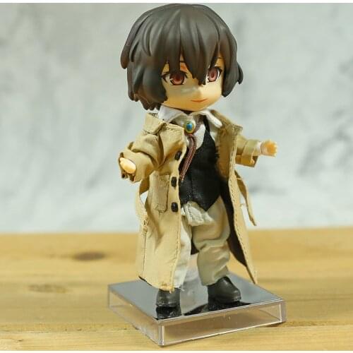 Anime Cartoon Bungo Stray Dogs Osamu Dazai Q Version Figurine Doll Action Figure Collectible Model Toy with Real Clothes