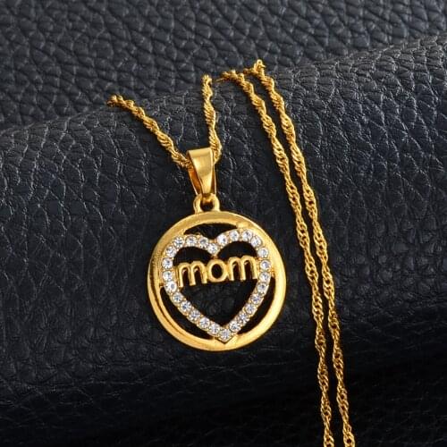 Anniyo Gift for Mom Pendant Necklaces Mothers Gift Heart Jewelry With Rhinestone Mommy Birthday gifts #237906