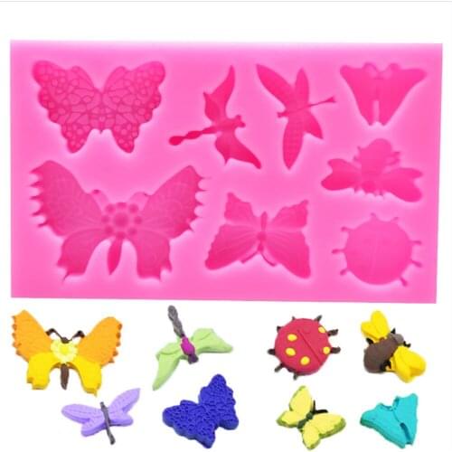 Butterfly Ladybug Flydragon Bee Silicone Mold Liquid Clay Craft Concrete Molds for Plaster Designer DIY 3D Wall Panel