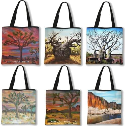 Brand Womens Canvas Handbags High Quality Female Cute Tree Printing Shoulder Bags Casual Bolsos Femenina Ladies Totes Bolsas