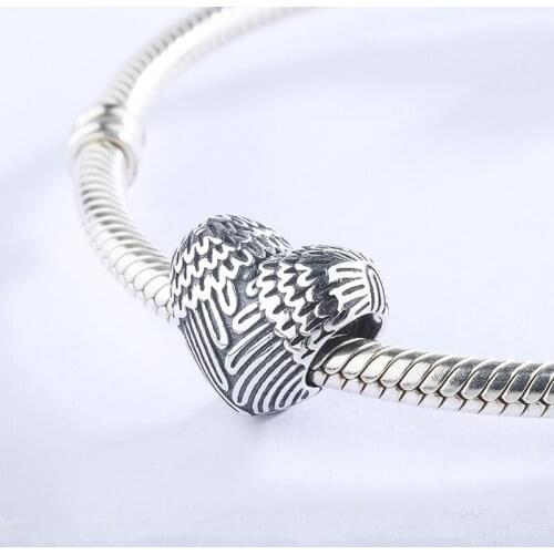 925 Sterling Silver Angel Wings Feather Heart-Shaped Wings Beads Pendant Charm Bracelet DIY Jewelry Making For Original Pandora