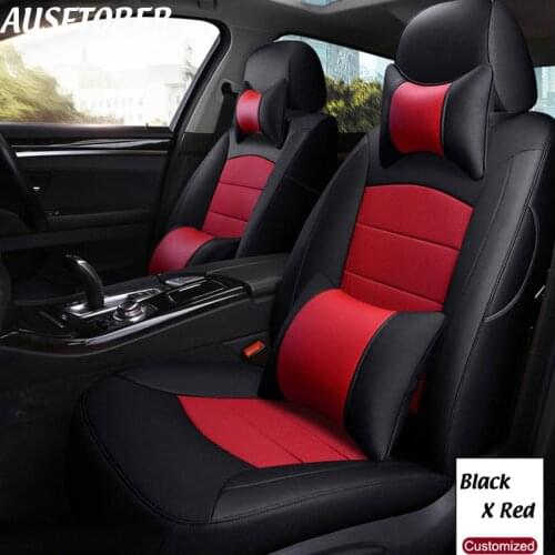 AUSFTORER Genuine Leather Seat Covers for Ford Mondeo mk3 2015-2018 Automobiles Seat Cover Cowhide Car Seat Supports Accessories