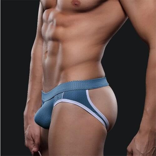 Men Sexy Bikini Bulge Pouch Thong Breathable Mesh G String Underwear Elastic Hombre Briefs S-XL