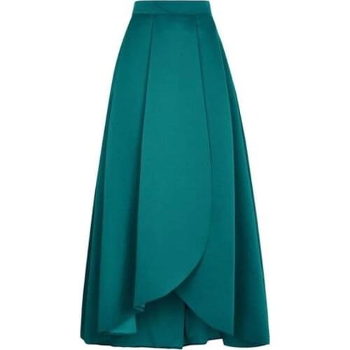 Elegant Dark Green Skirt Zipper Waistline A Line Floor Length Long Maxi Skirt Customized Pleated Petal Skirts Women Autumn Style