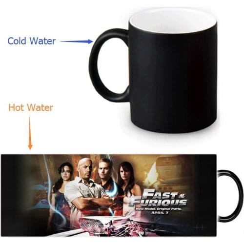 The Fast and the Furious mug 12 OZ/350ml Magic coffee mugs novelty heat changing color transforming Tea Mugs