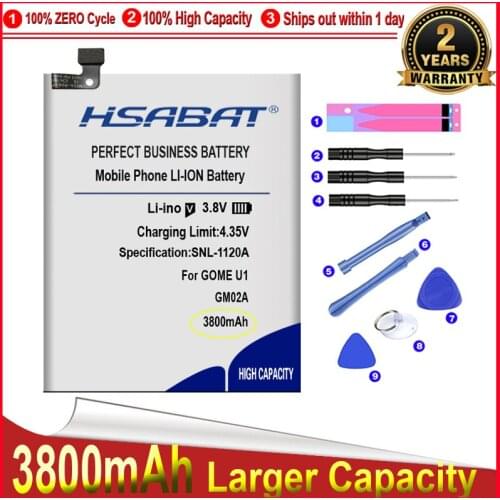 HSABAT 0 Cycle 3800mAh GM02A Battery for GOME U1 2016M25A High Quality Mobile Phone Replacement Accumulator