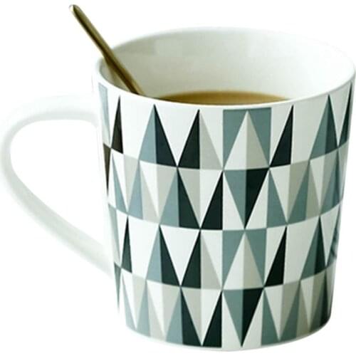 Justdolife 510ml Ceramic Mug Geometric Pattern Novelty Porcelain Milk Mug Coffee Mug Drinkware cup Ceramic Latte Cups