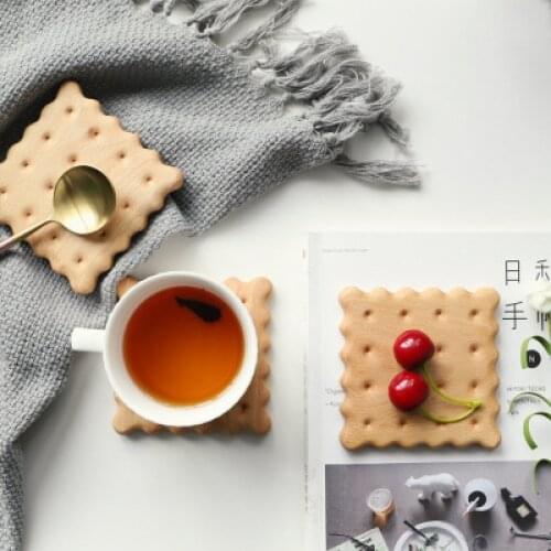 Creative lovely wood biscuit coaster Heat Resistant Tea Coffee Cup Pad Non-slip cup mat insulation pad desktop decoration