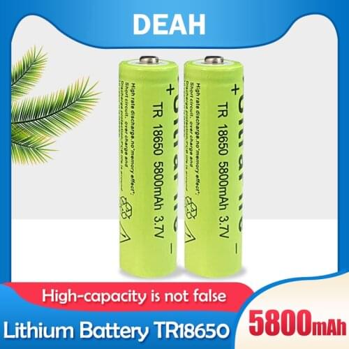 1-10PCS 18650 Lithium Rechargeable Battery 3.7V 5800mAh 18650 High Capacity Battery For Flashlight Battery With Pointed (No PCB)