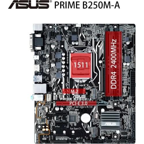 LGA 1151 Asus PRIME B250M-A Motherboard DDR4 2400MHz 64GB i7 i5 i3 PCI-E 3.0 HDMI-Compatible Desktop B250 Mainboarad USB3.1 Used
