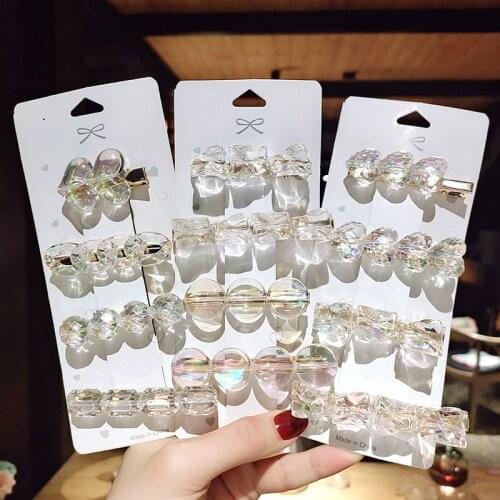 Cute Girl Geometric Transparent Ice Cube Heart-Shaped Square Clip INS Style Temperament Simple Hairpin Irregular Duck Bill Clip