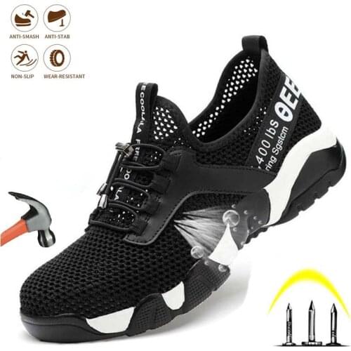 Fashion Safety Shoes Mens Steel Toe Anti-puncture Work Boots Anti-smashing Industrial Boots Light Breathable/Four Seasons Shoes
