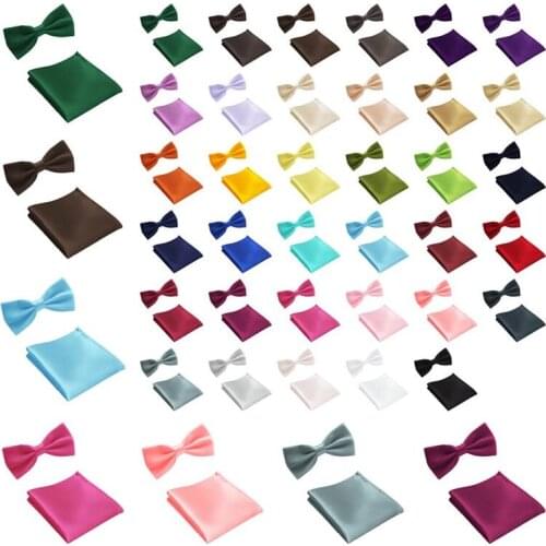 MENS ADULT 2 pcs Set Bowties Colorful Business Handkerchief Hankies Bowties Hanky Bows Pocket Accessories NEW Gift FA161