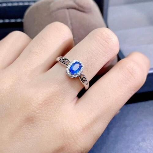 Natural real blue Flower sapphire ring 925 sterling silver Fine handworked jewelry Finger rings