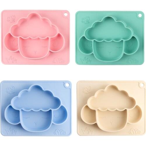 2021 New Sheep Shape Baby Feeding Silicone Dinner Plate Training Complementary Tableware Anti-drop Suction Cup Tray Food Grade
