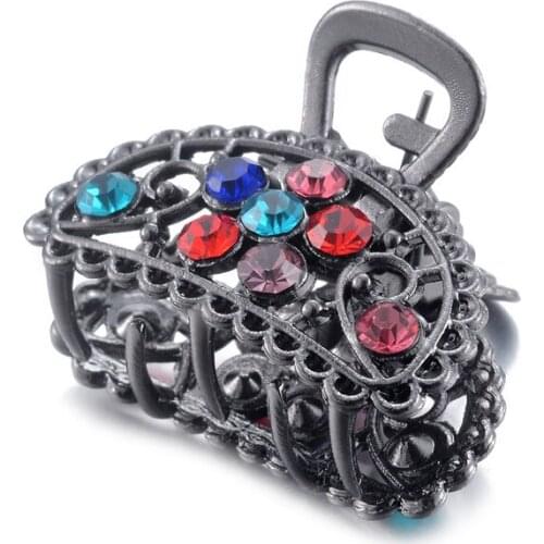 New Fashion Womens Colorful Crystal Rhinestone Hair Claws Girls Hair Clip Exquisite Wedding Hair Jewelry Accessories Gift