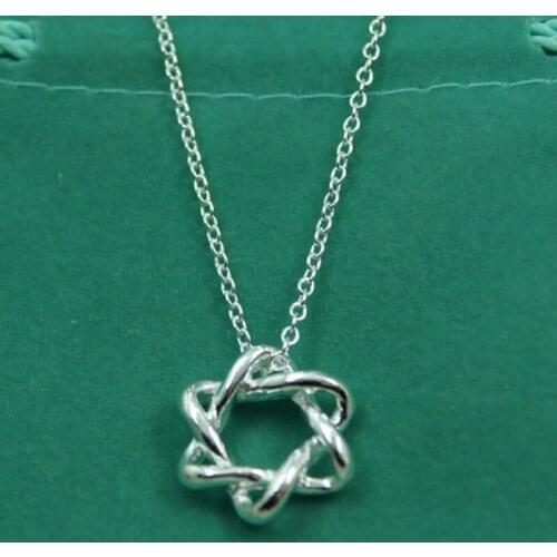 BABYLLNT 925 Sterling Silver Six Star Pendant Necklace For Women Fashion Wedding Engagement Charm Jewelry Gift