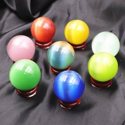Charms Ornament Accessories Mexican Sphere Cat Eyes 40mm Craft Parts Moonstone Crystal Stones Glass Balls No Hole Fitting A676