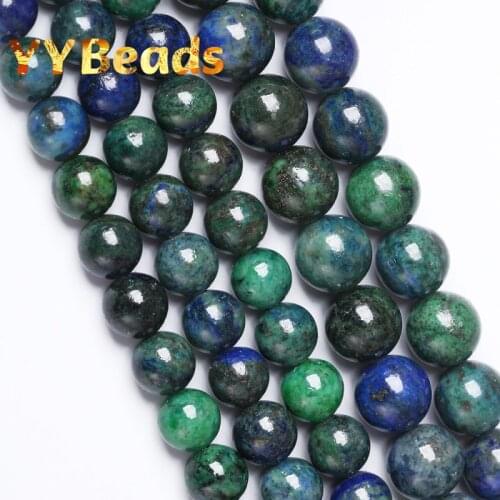 Natural Chrysocolla Azurite Stone Beads Phoenix Lapis Stone Round Loose Beads For Jewelry Making Bracelets Women Necklace 4-12mm