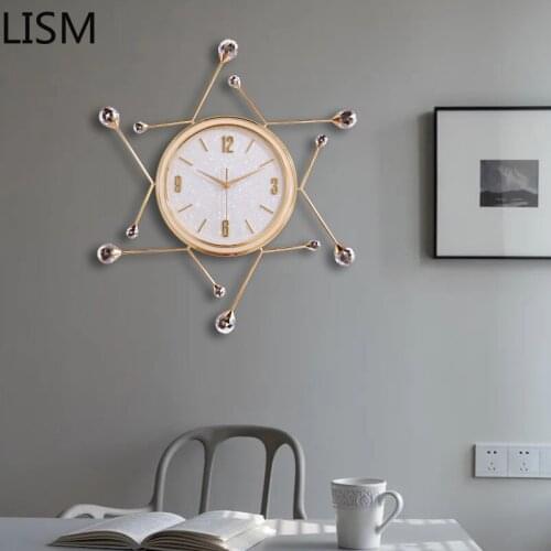 Luxurylarge Wall Clock Living Room Modern Design Art Nordic Silent Watch Crystal Light Luxury Creative Atmosphere Duvar Saati