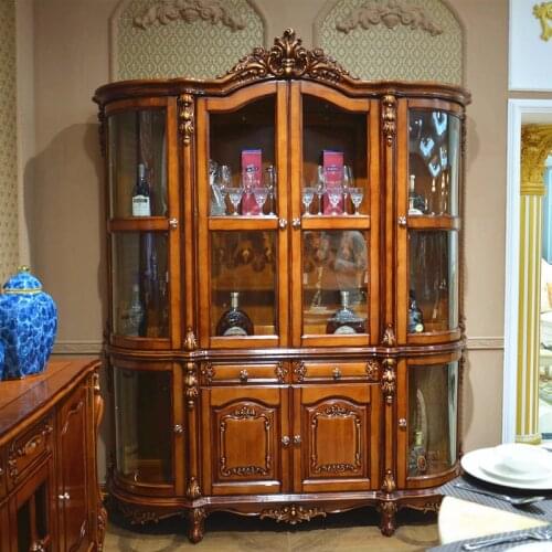 Living Room Cabinet Antique Arch Glass Door Display Cabinet