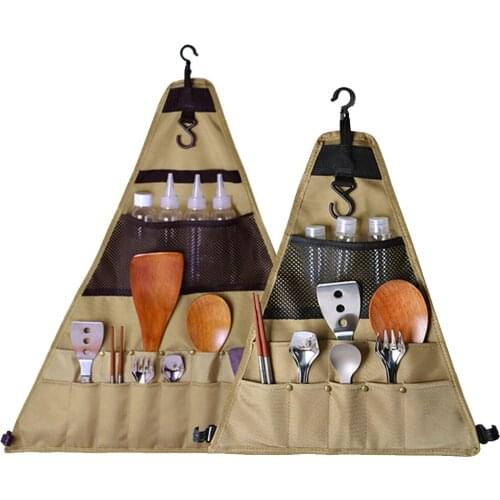 Camping Picnic Bag 900D Oxford Cloth Portable Outdoor Tableware Bag Hangable Cutlery Organizer for Backpacking, BBQ, Hiking