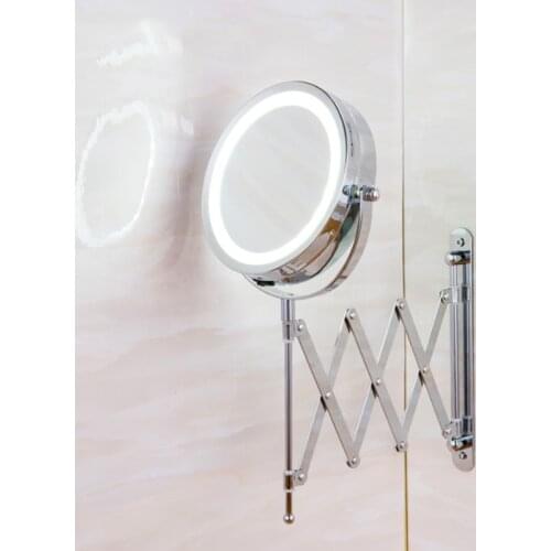 LED Makeup Mirror with Light Bathroom Bathroom Toilet Wall Retractable Mirror HD Double-sided Princess Beauty Mirror