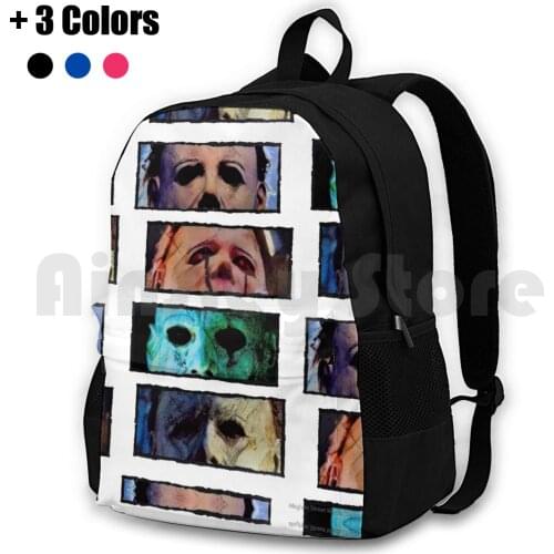 The Faces Of The Shape Outdoor Hiking Backpack Riding Climbing Sports Bag Horror Horror Slashers The Killers Bad Guys Villains
