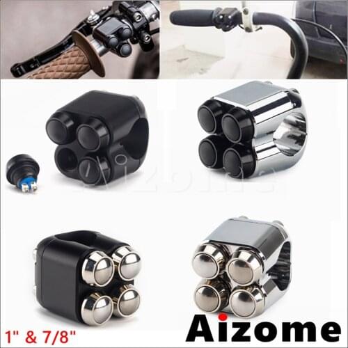 Waterproof Universal 7/8" 1" 22mm 25mm Handlebar Motorcycle Headlight Signal Light Horn Start Switch Aluminum 4-Button M-Switch
