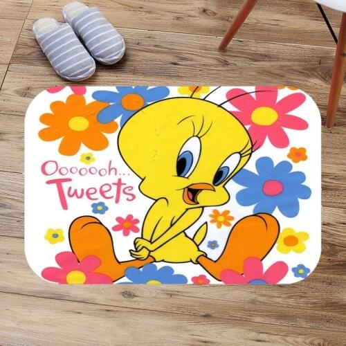 Tweety Bird Print Absorbent Bathroom Mat Custom Doormat Door Mat Slip-resistant Pad Bathroom Shower Bath Mats