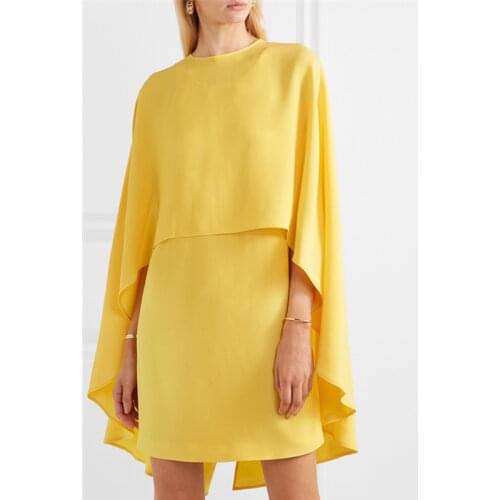 Women Dress 2019 New Unique Charm Chiffon Dresses Fashion Yellow Female Cloak And Sling Dress Elegant Two-piece Set Summer Dress