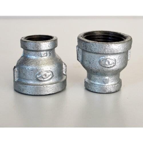 1pcs 1/2"*3/4" Malleable Iron Pipe Threaded Reducer Coupling Fitting Plumbing Reducing Sockets Female With Ribs Pipe Fitting