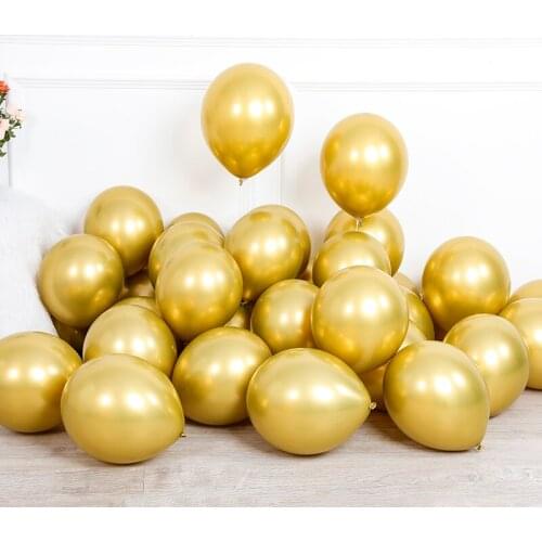 10/20pcs 12inch Metal Latex Balloons Golden Silver Chrome Balloon for Wedding Decoration Baby Shower Birthday Party Supplies